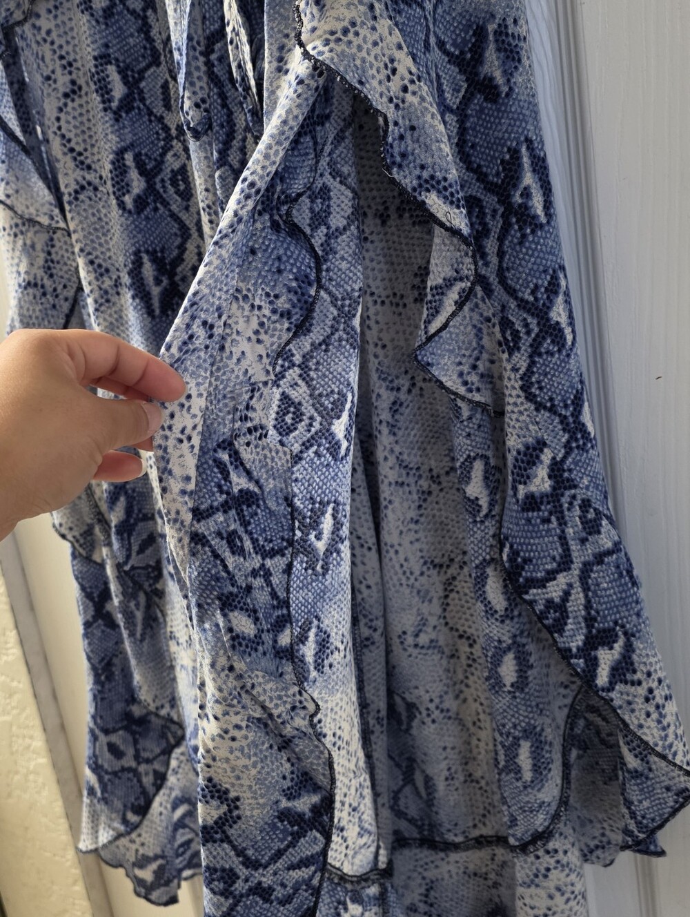 Surf Gypsy Blue Snake-Print High-Low Ruffle Pants S - Picture 3 of 6